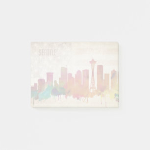 Seattle, WA Watercolor City Skyline Post-it Notes