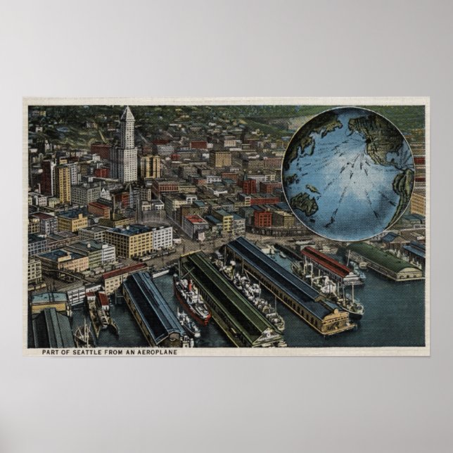 Seattle, Washington - Aerial of Seattle Poster (Front)