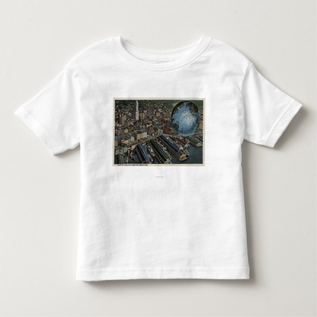 Seattle, Washington - Aerial of Seattle Toddler T-Shirt (Front)