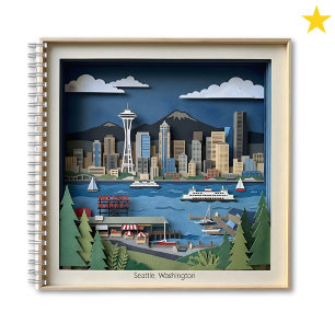 Seattle Washington America Layered Paper Art Notebook