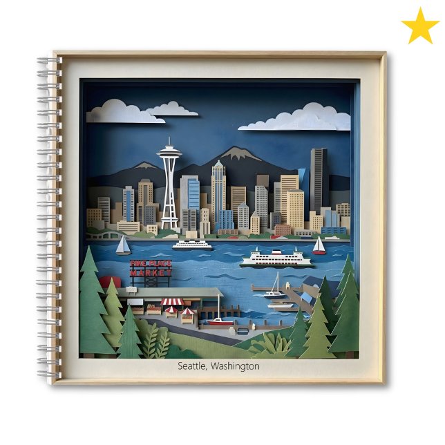 Seattle Washington America Layered Paper Art Notebook (Creator Uploaded)
