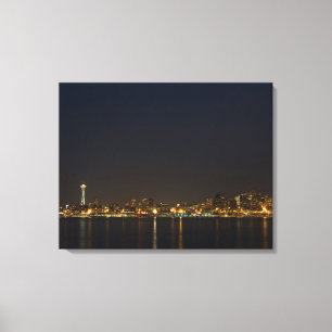 Seattle, Washington at Night 3-Panel Canvas Print