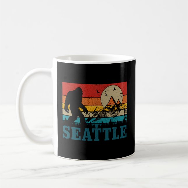 Seattle Washington Bigfoot Mountains Coffee Mug (Left)