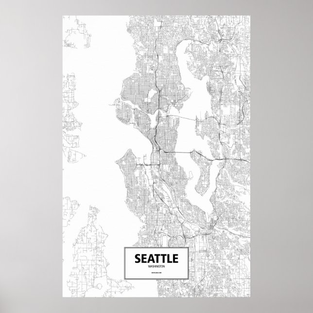 Seattle, Washington (black on white) Poster (Front)