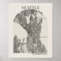 Seattle Washington Boho Arch Beige Street Map