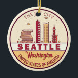 Seattle Washington City Skyline Emblem Ceramic Tree Decoration<br><div class="desc">Seattle minimalist,  colourful art design featuring monuments and landmarks of the city in Washington.</div>