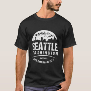 Seattle Washington City Skyline Grunge T-Shirt