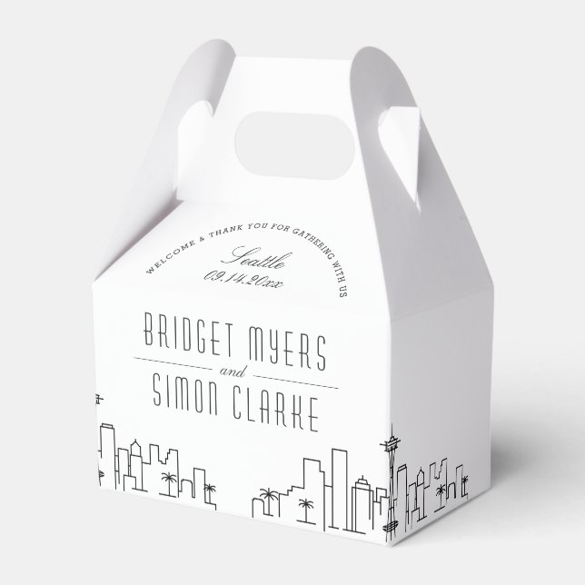 Seattle, Washington | City Skyline Wedding  Favour Box (Front Side)