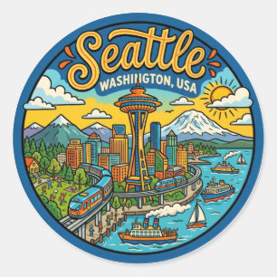 Seattle Washington Classic Round Sticker