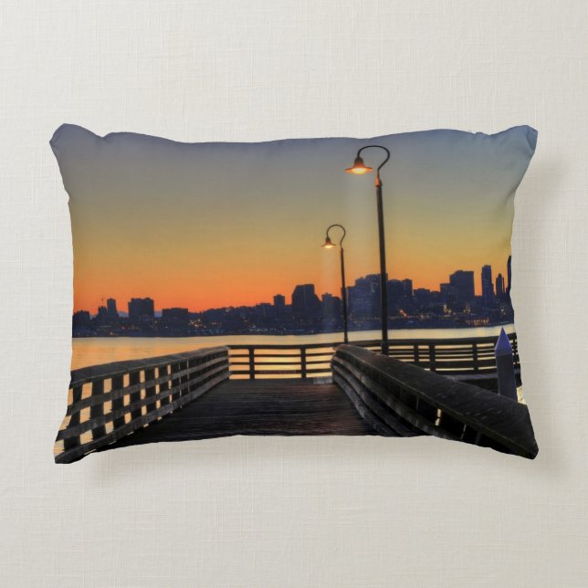 Seattle Washington Downtown Skyline Decorative Cushion (Front)