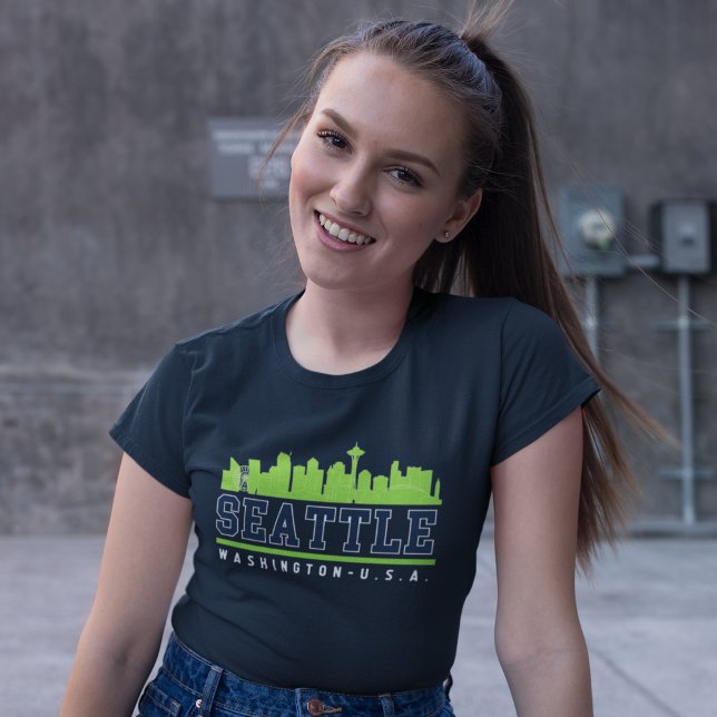 Seattle Washington Fun Skyline City T-Shirt (Creator Uploaded)