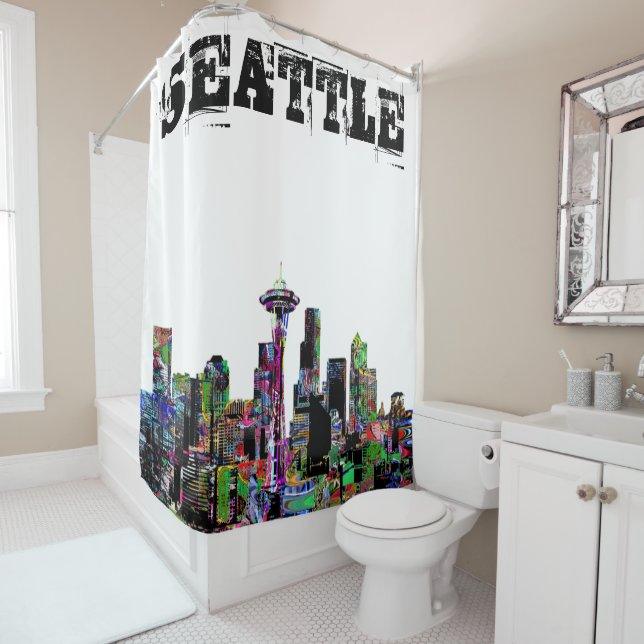 Seattle, Washington in graffiti Shower Curtain (In Situ)