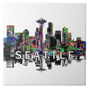 Seattle, Washington in graffiti Tile