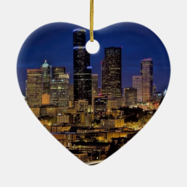 Seattle, Washington Keepsake Souvenir Christmas Ceramic Tree Decoration (Back)
