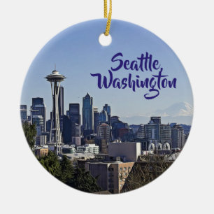 Seattle, Washington Keepsake Souvenir Christmas Ceramic Tree Decoration