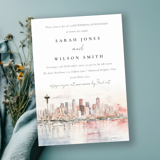 Seattle Washington  Landscape Wedding Anniversary Invitation (Creator Uploaded)