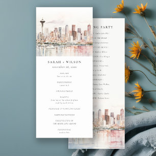 Seattle Washington Landscape Wedding Program Invitation