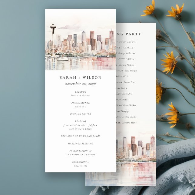 Seattle Washington Landscape Wedding Program Invitation (Creator Uploaded)