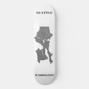 Seattle, Washington Map Art  Skateboard