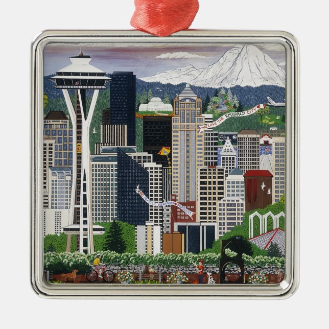 Seattle Washington Metal Tree Decoration (Front)