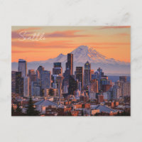 Seattle Washington Mt Rainier Sunset