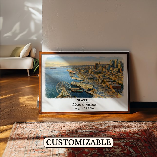 Seattle Washington Poster, Watercolor, Custom Poster (Creator Uploaded)