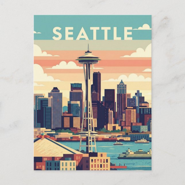 Seattle Washington Retro Vintage Postcard (Front)