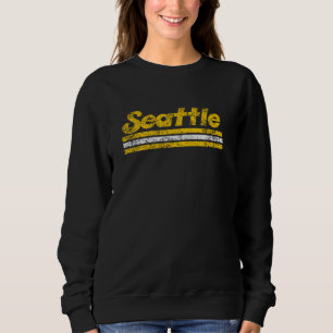 Seattle Washington Retro Vintage Weathered Stripe Sweatshirt