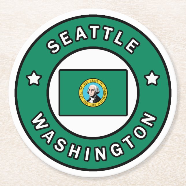 Seattle Washington Round Paper Coaster (Front)