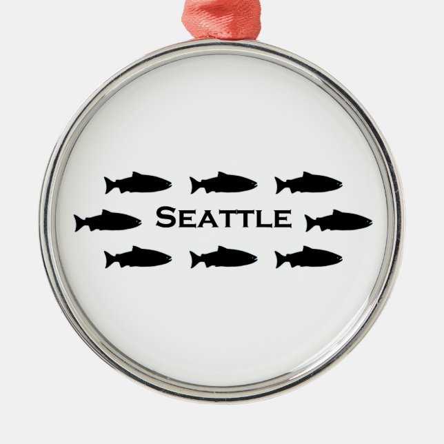 Seattle Washington Salmon Logo Metal Tree Decoration (Front)