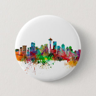 Seattle Washington Skyline 6 Cm Round Badge