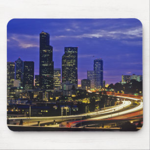 Seattle, Washington skyline at night Mouse Pad