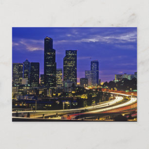 Seattle, Washington skyline at night Postcard