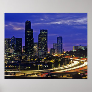 Seattle, Washington skyline at night Poster