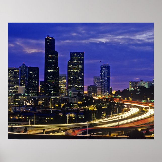 Seattle, Washington skyline at night Poster (Front)