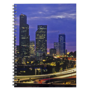 Seattle, Washington skyline at night Spiral Notebook