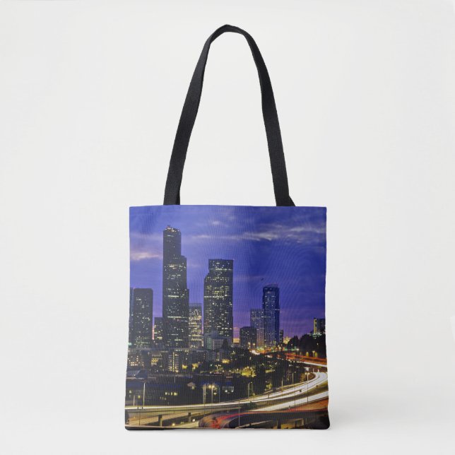 Seattle, Washington skyline at night Tote Bag (Front)