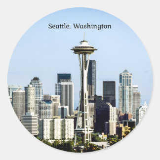 Seattle, Washington skyline Classic Round Sticker
