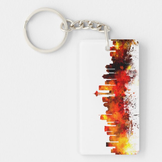 Seattle Washington Skyline Key Ring (Front)