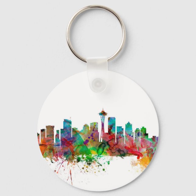 Seattle Washington Skyline Key Ring (Front)
