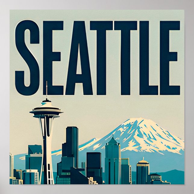 🌲 Seattle Washington Skyline Poster (Front)