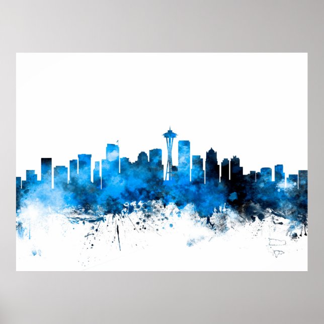 Seattle Washington Skyline Poster (Front)