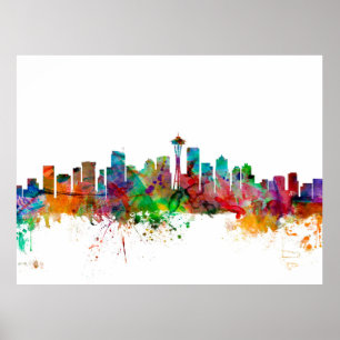 Seattle Washington Skyline Poster