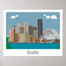 Seattle, Washington Skyline Print - Poster/Canvas