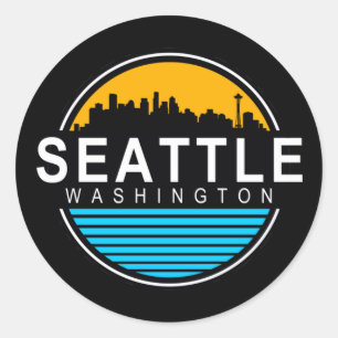 Seattle Washington Skyline Travel  Square Sticker