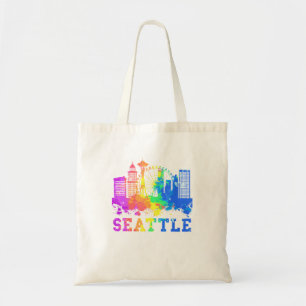 Seattle Washington Skyline Watercolor Souvenir Sea Tote Bag