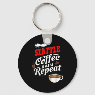 Seattle Washington State Coffee Drinker Rain Key Ring
