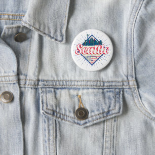 Seattle Washington United States City Skyline USA 6 Cm Round Badge