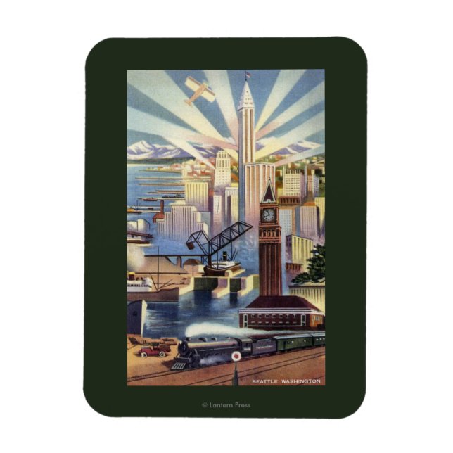 Seattle, Washington - View of Downtown Magnet (Vertical)