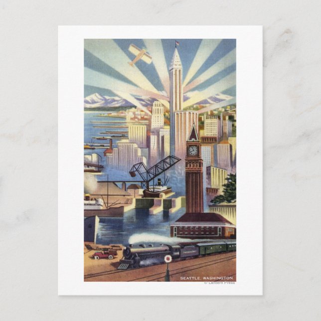 Seattle, Washington - View of Downtown Postcard (Front)